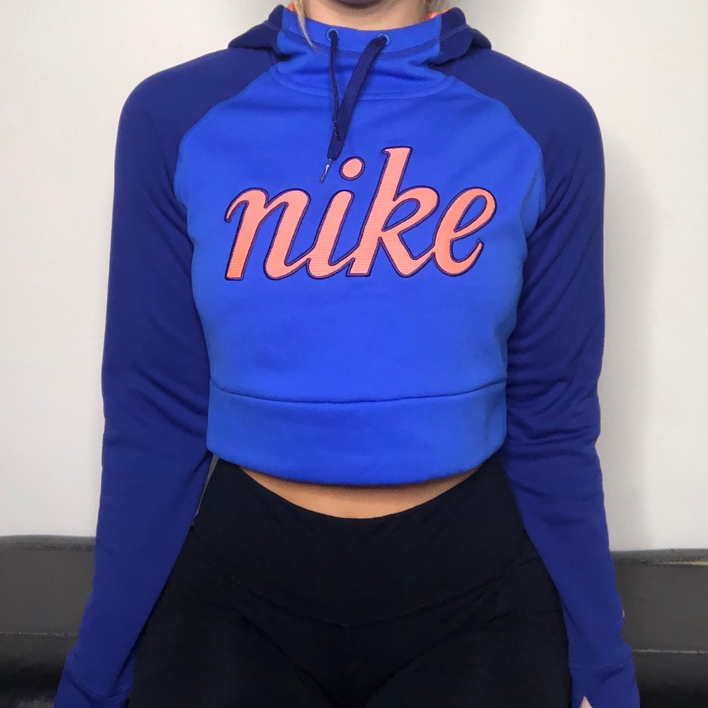NIKE DIY Reworked Crop Top Hoodie Pullover
